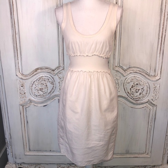 James Perse Los Angeles Linen Cotton Blend Neutral Lightly Textured Dress Size 1 - Picture 1 of 12